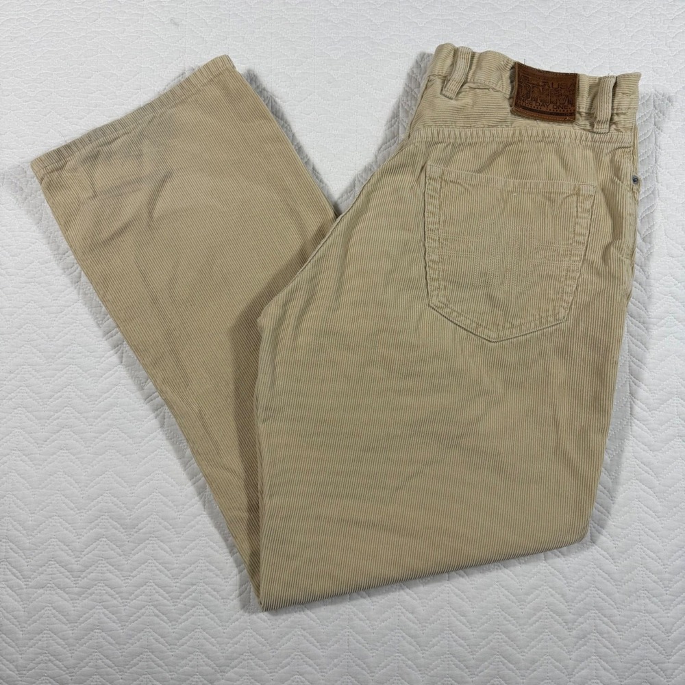 Vtg Mecca USA Corduroy Pants‎ Tan Straight Leg Mens Size 36 (Fits 35x31)